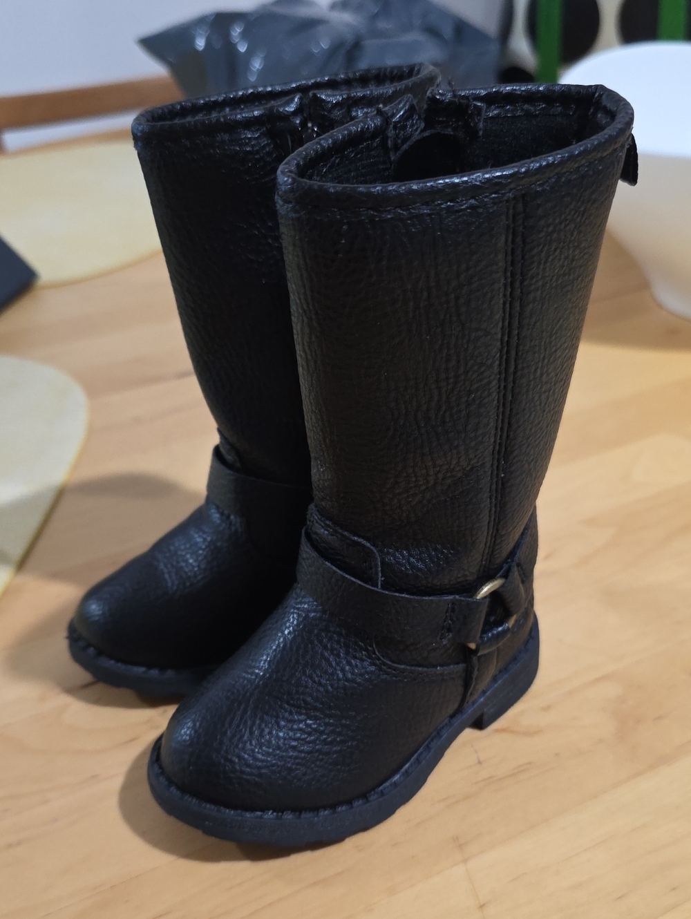 Carter's Black Children's Faux Leather Boot with Side Zipper